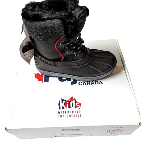 Pajar Canada Kids Girl Boy Winter Snow Boot Black Lace-up Faux Fur Lined 13,1,2Y - Picture 8 of 8